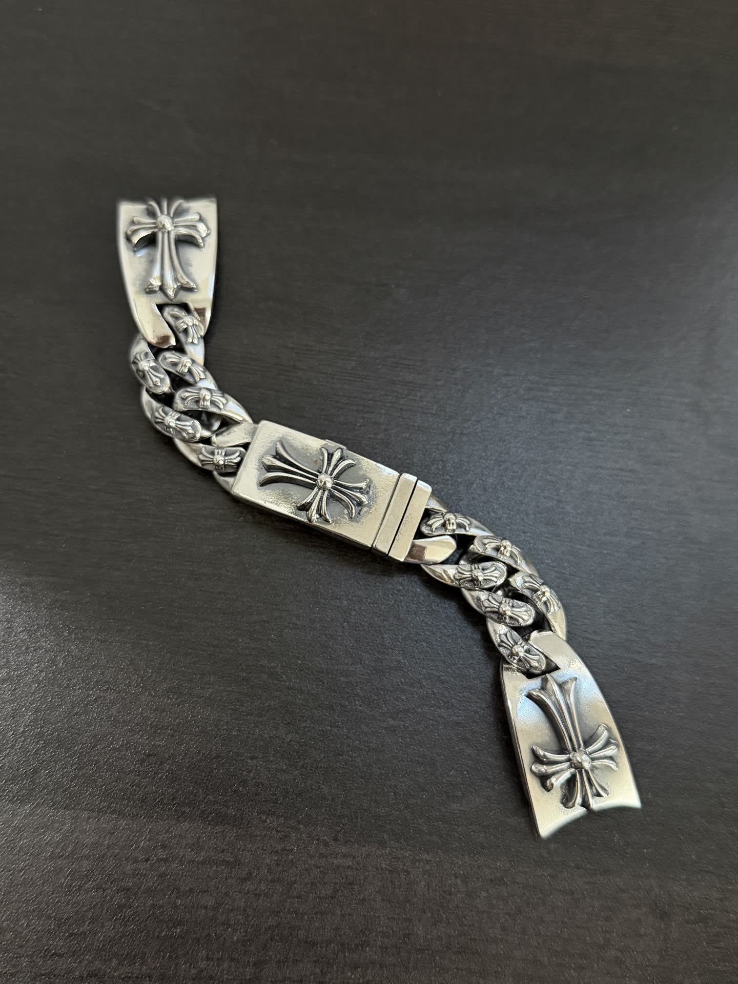 Chrome Hearts Silver Cross Link Bracelet